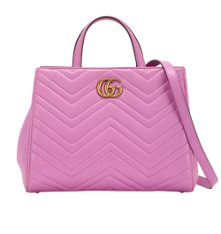Small GG Marmont Chevron Tote, Leather, Pink, 448054, S/DB, 3*